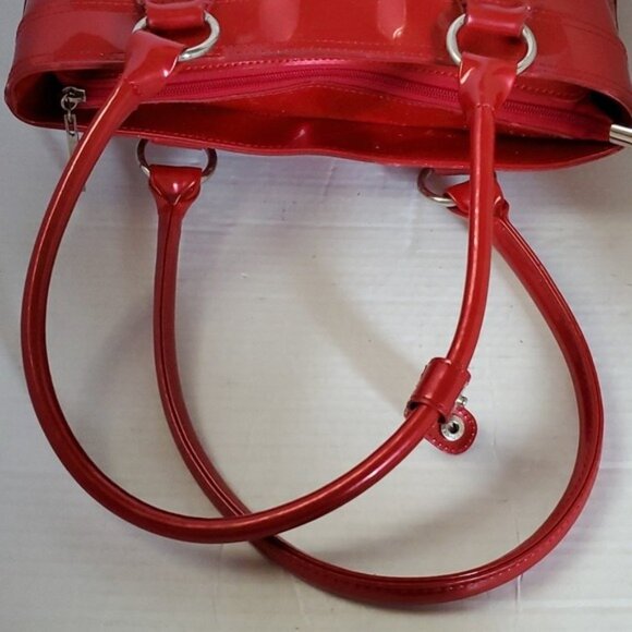 Beijo Head Over Heels Red Patent Leather Bag Tote Shoulder Handbag Purse Women's - Picture 10 of 16
